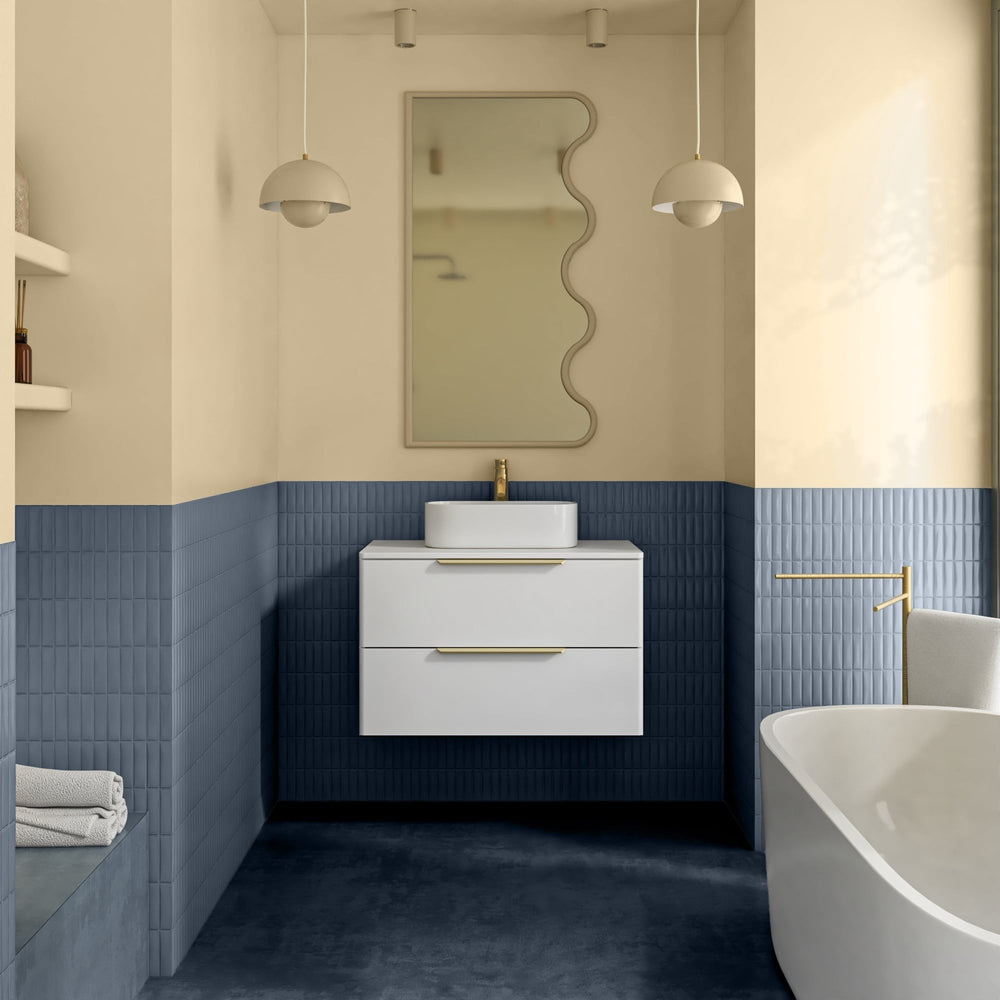 Vonios spintelė ZESTIF, balta, aukso rankenos