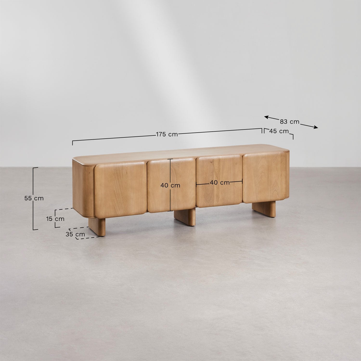 TV spintelė MDANEO, mango medžio, 175 cm.