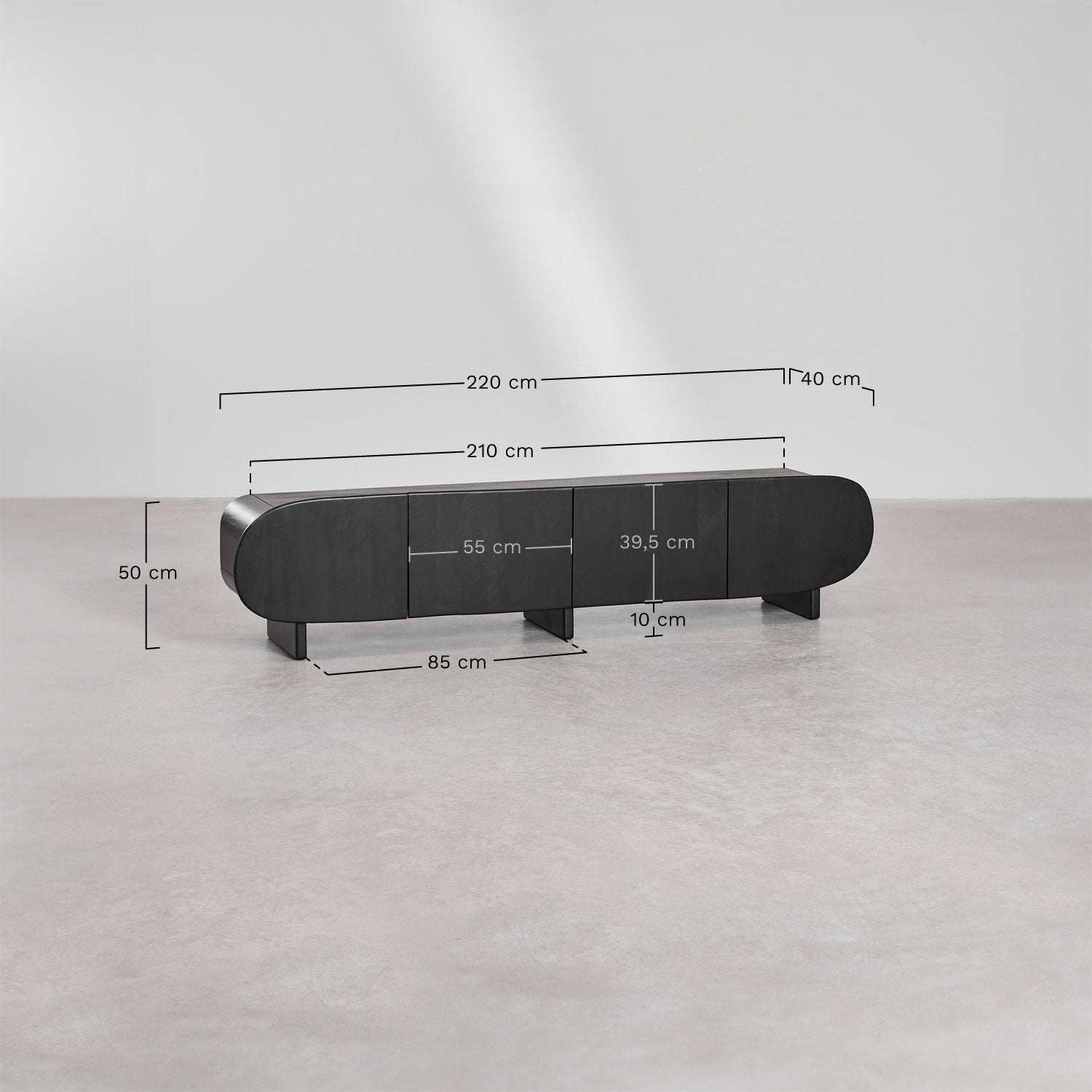 TV spintelė ARGUS, juoda 220 cm