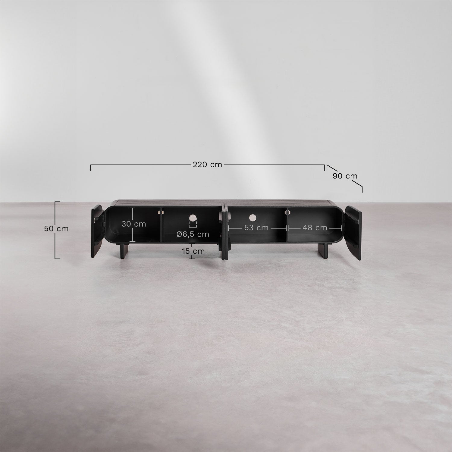 TV spintelė ARGUS, juoda 220 cm