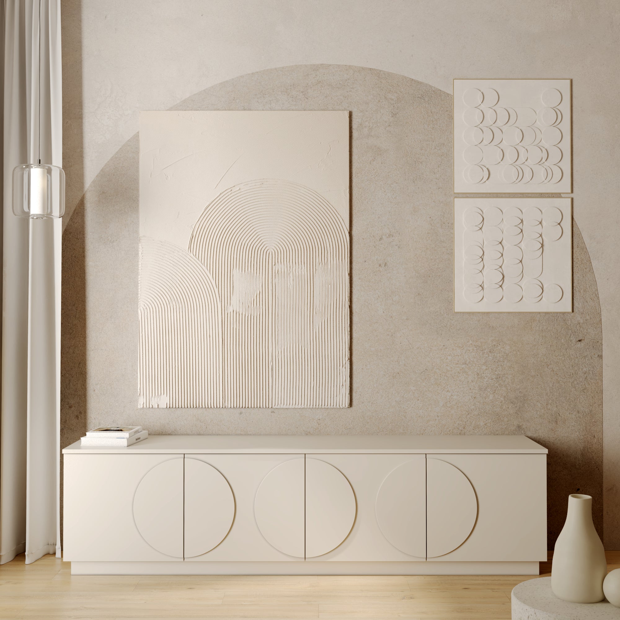 TV cabinet LIMEN, cashmere, arches
