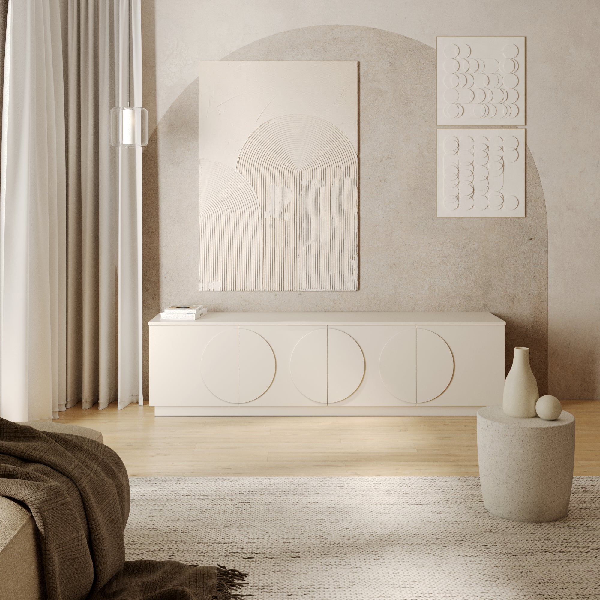 TV cabinet LIMEN, cashmere, arches