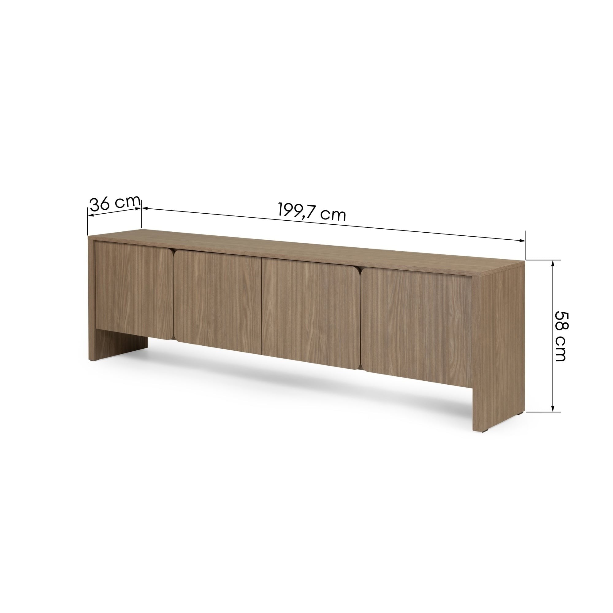 TV cabinet NACREE, pearl oak, rounded doors