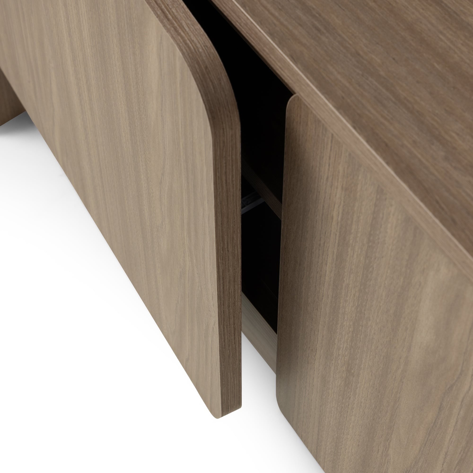 TV cabinet NACREE, pearl oak, rounded doors