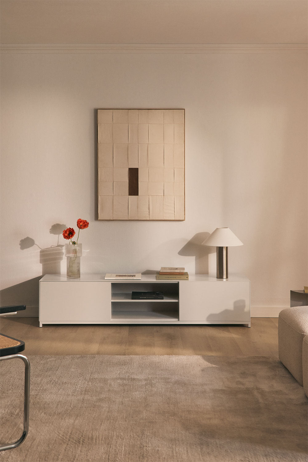 TV spintelė KIVORA, balta, 120x40 cm