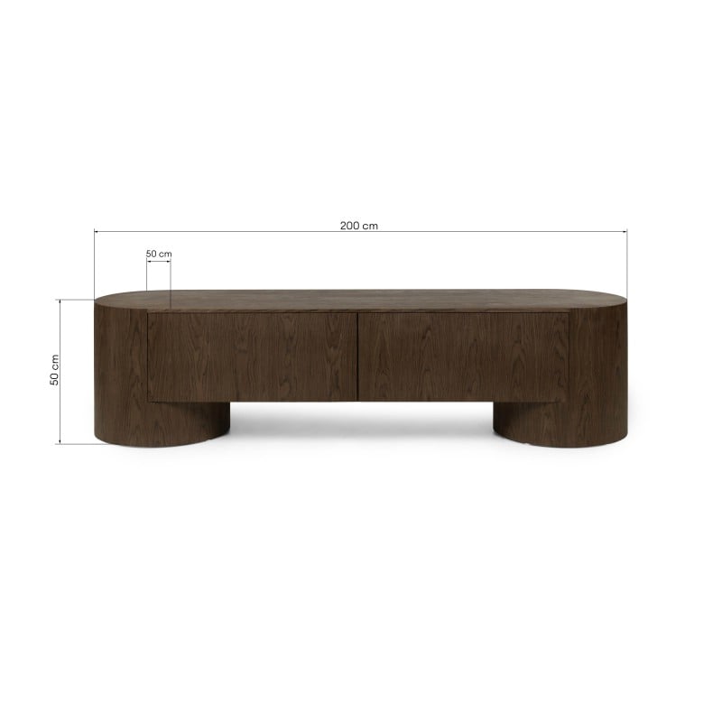 TV spintelė BELLANO 200 cm, stalčiai, riešutas