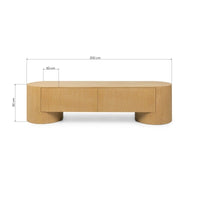 TV spintelė BELLANO 200 cm, stalčiai, ąžuolas