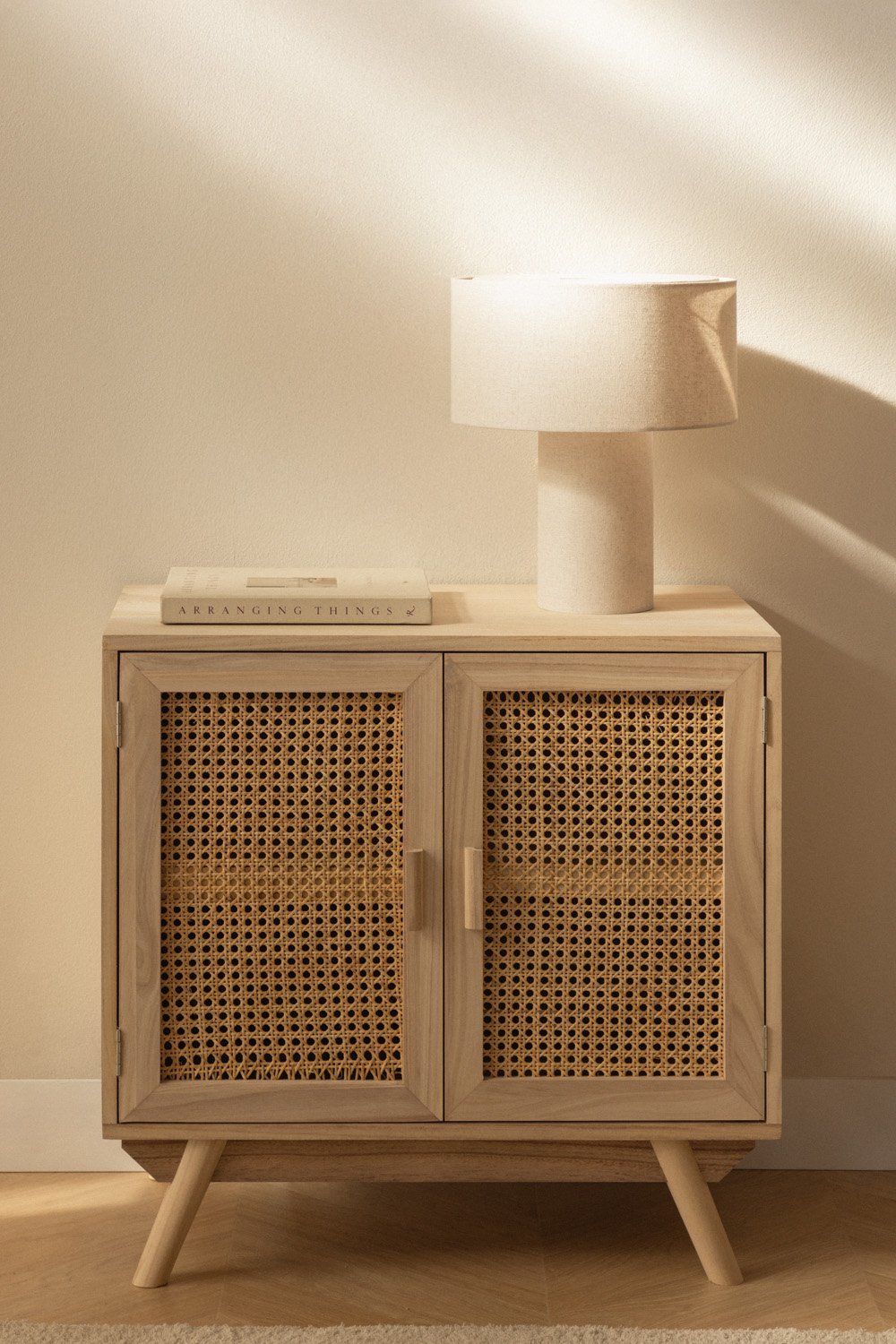 Komoda RELDU, paulovnijos medžio su ratanu