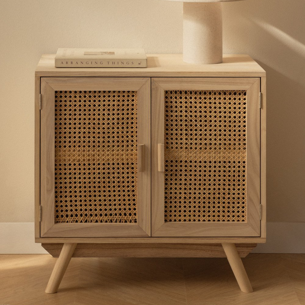 Komoda RELDU, paulovnijos medžio su ratanu