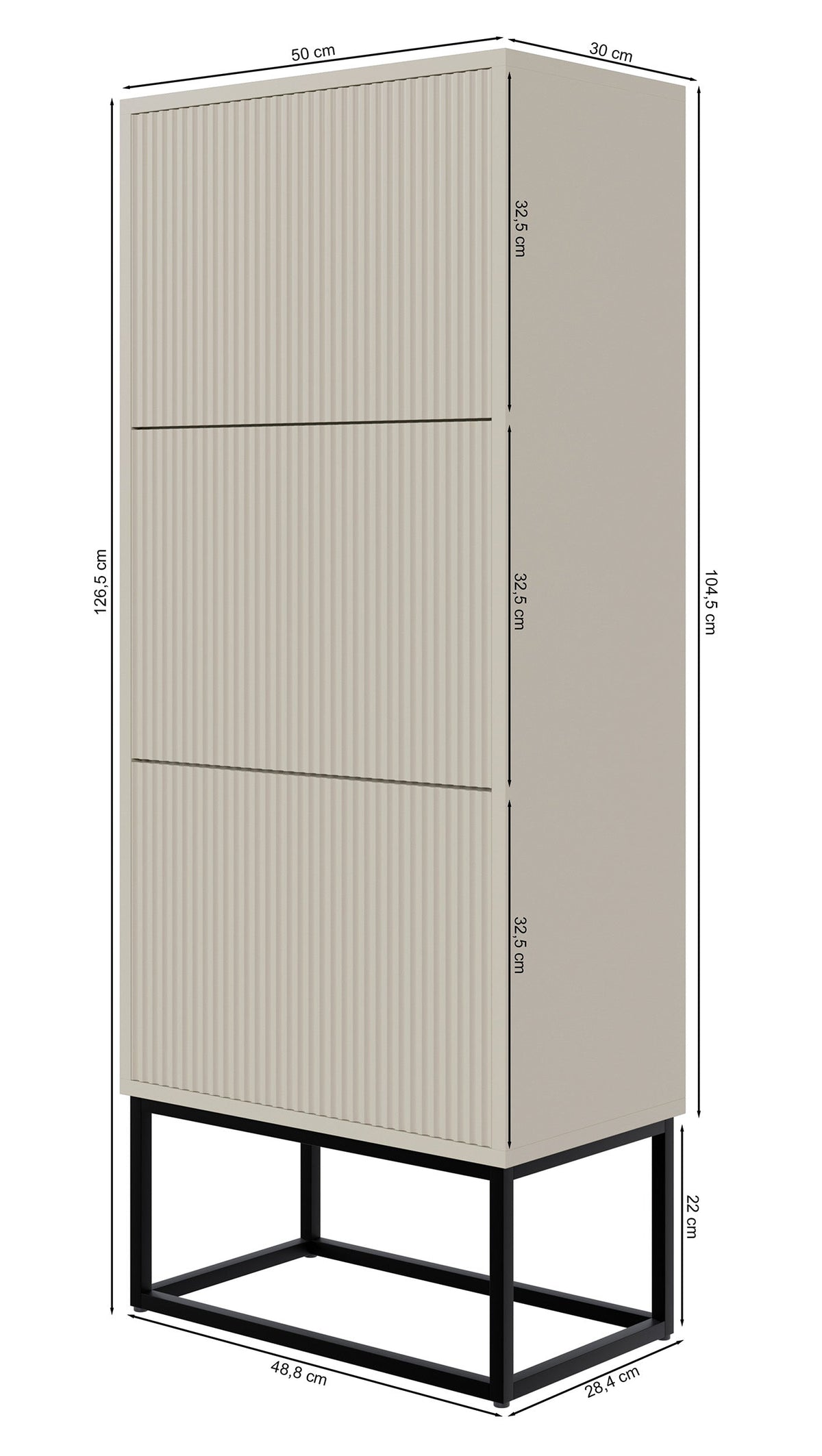 Batų spintelė GREYA, juoda, 50 cm, juodos kojos