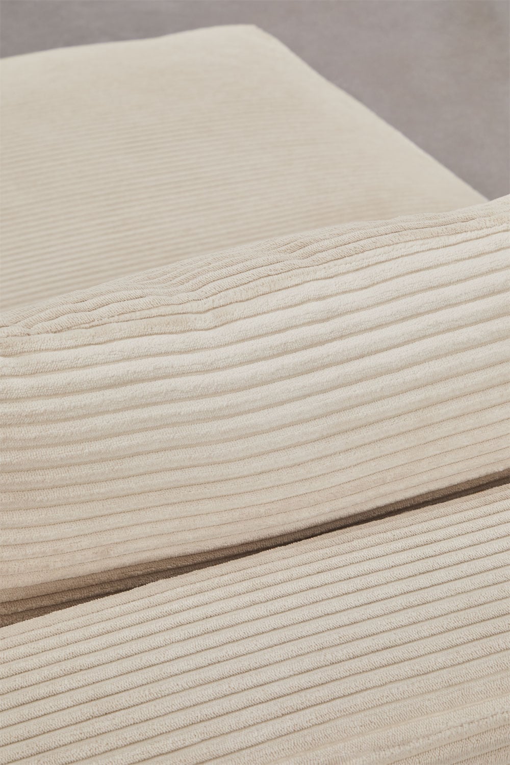 Modulinės sofos gultas TEMPLENA šoninis profilis, smėlio spalvos velvetas velvetas