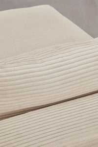 Modulinės sofos gultas TEMPLENA šoninis profilis, smėlio spalvos velvetas velvetas