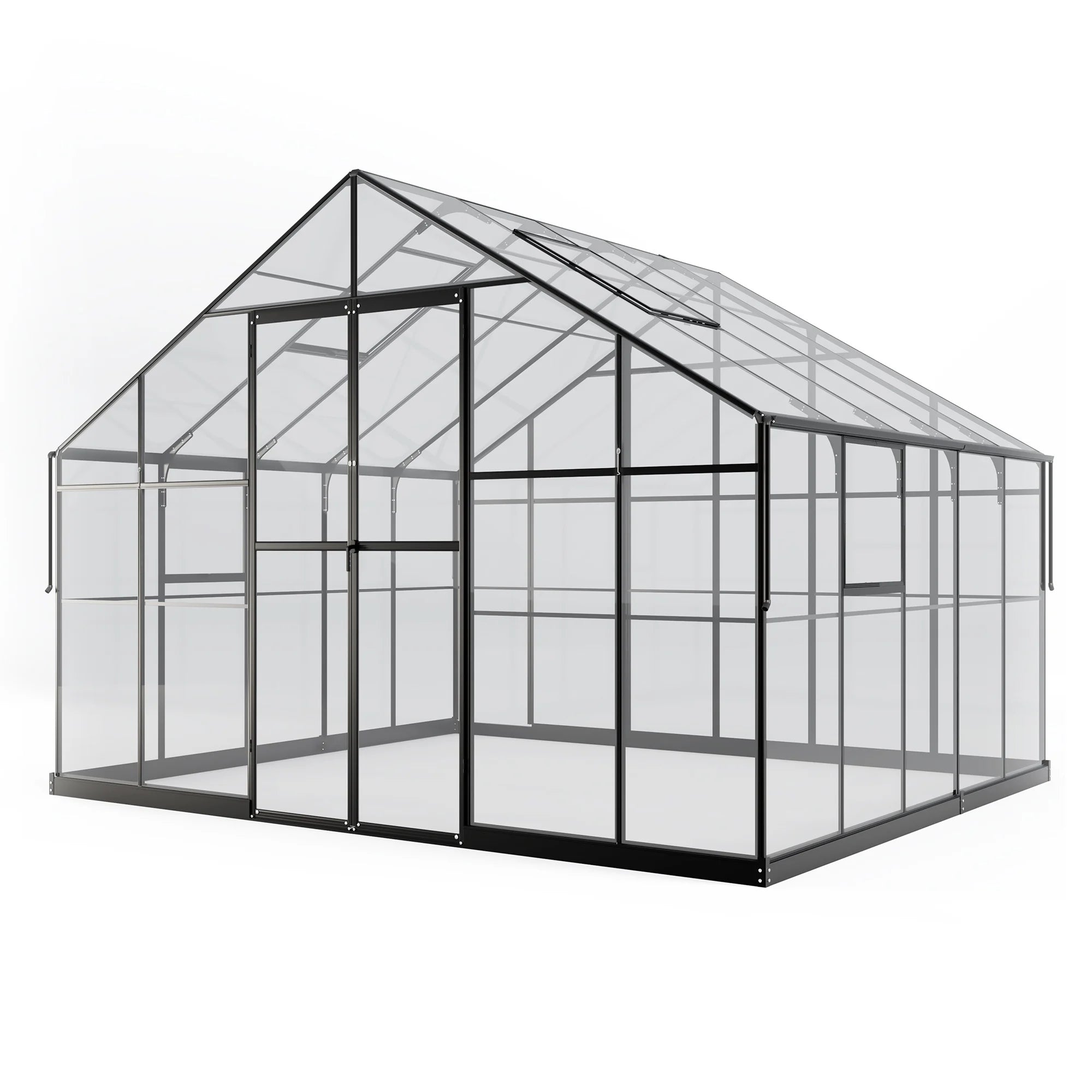 Sodo šiltnamis 12,3 m² su pamatais, 4 mm grūdintas stiklas
