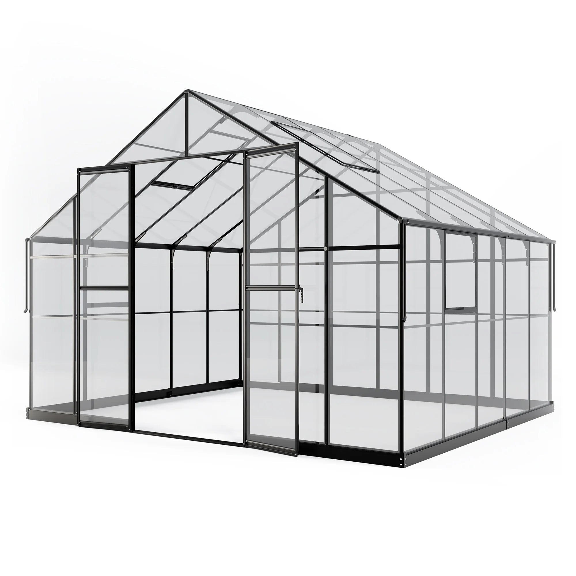 Sodo šiltnamis 12,3 m² su pamatais, 4 mm grūdintas stiklas