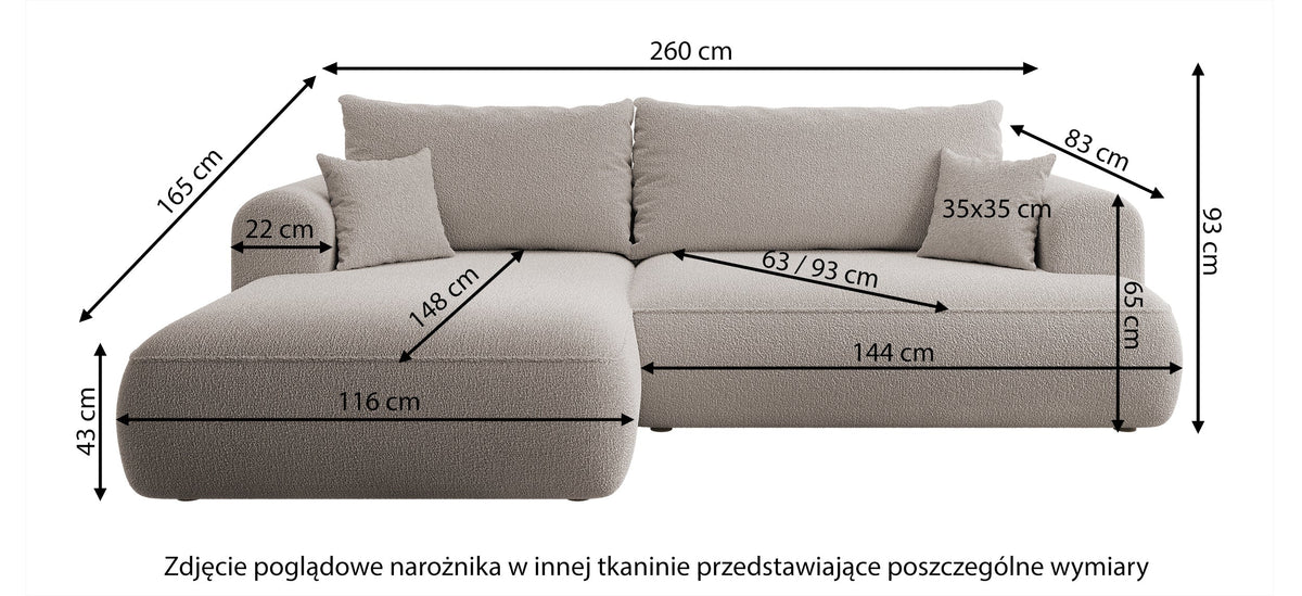 Kampinės sofos CORMAC metalinių kojelių detalė