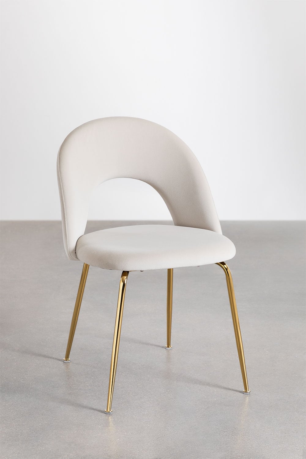 Valgomojo kėdė GLORINA, Aksamitny Beige Cream, Goud kojos