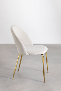 Valgomojo kėdė GLORINA, Aksamitny Beige Cream, Goud kojos