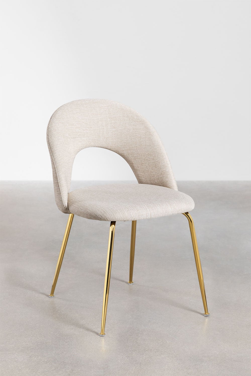 Valgomojo kėdė GLORINA, Tkaniny Beige, Goud kojos