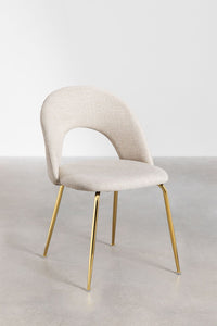 Valgomojo kėdė GLORINA, Tkaniny Beige, Goud kojos