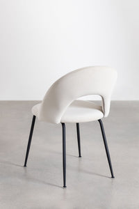 Valgomojo kėdė GLORINA, Aksamitny Beige Cream, juoda kojos