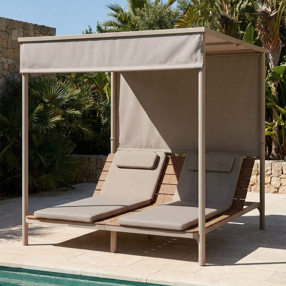 Outdoor bed SIRKA, two-seater, brown mocha