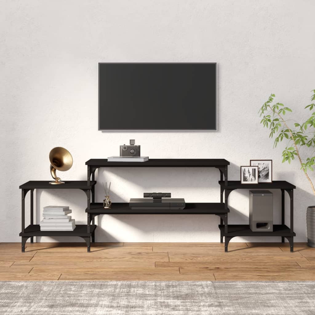 Televizoriaus spintelė, juodos spalvos, 157x35x52cm, mediena - Namų Idėja