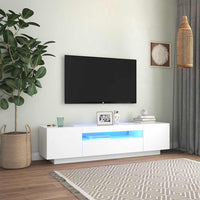 Televizoriaus spintelė su LED apšvietimu, balta, 160x35x40cm - Namų Idėja
