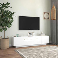 Televizoriaus spintelė su LED apšvietimu, balta, 160x35x40cm - Namų Idėja