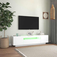 Televizoriaus spintelė su LED apšvietimu, balta, 160x35x40cm - Namų Idėja
