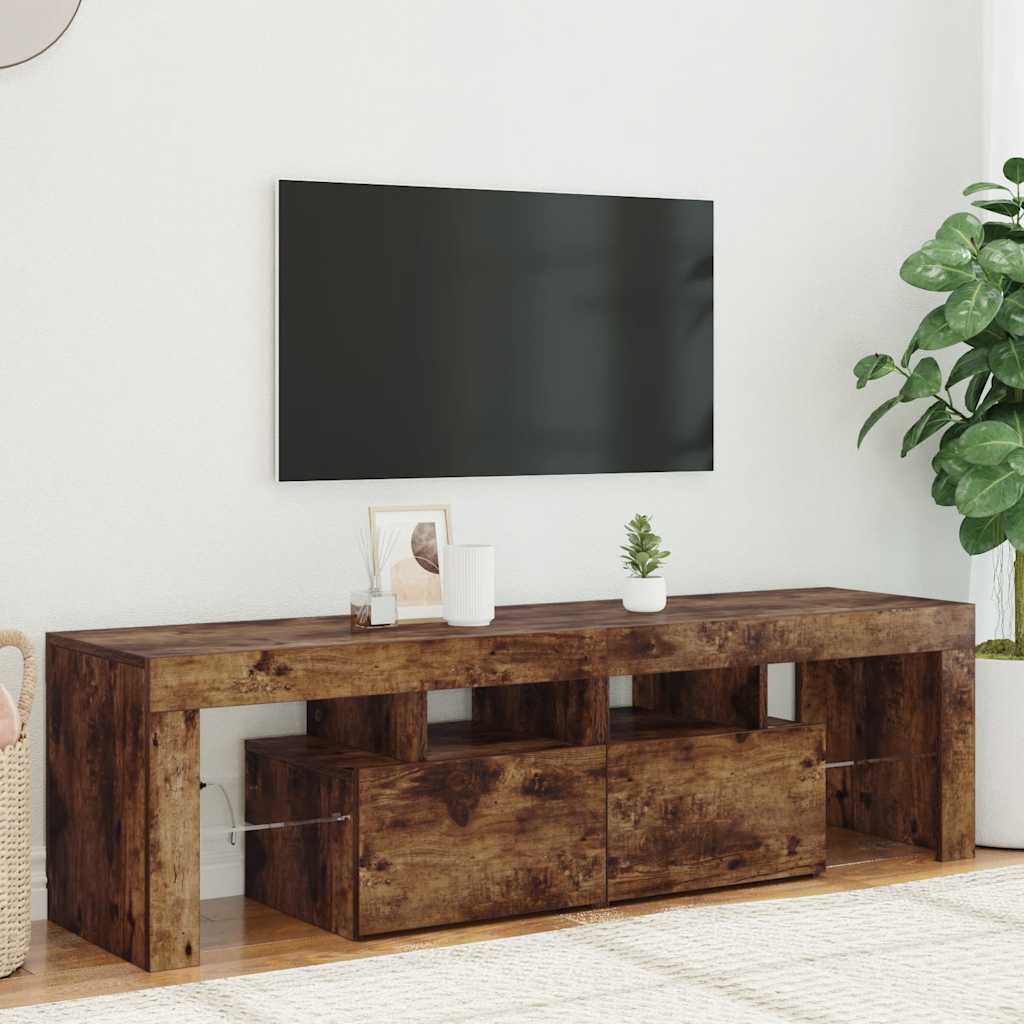 Televizoriaus spintelė su LED, dūminio ąžuolo, 140x36,5x40cm - Namų Idėja