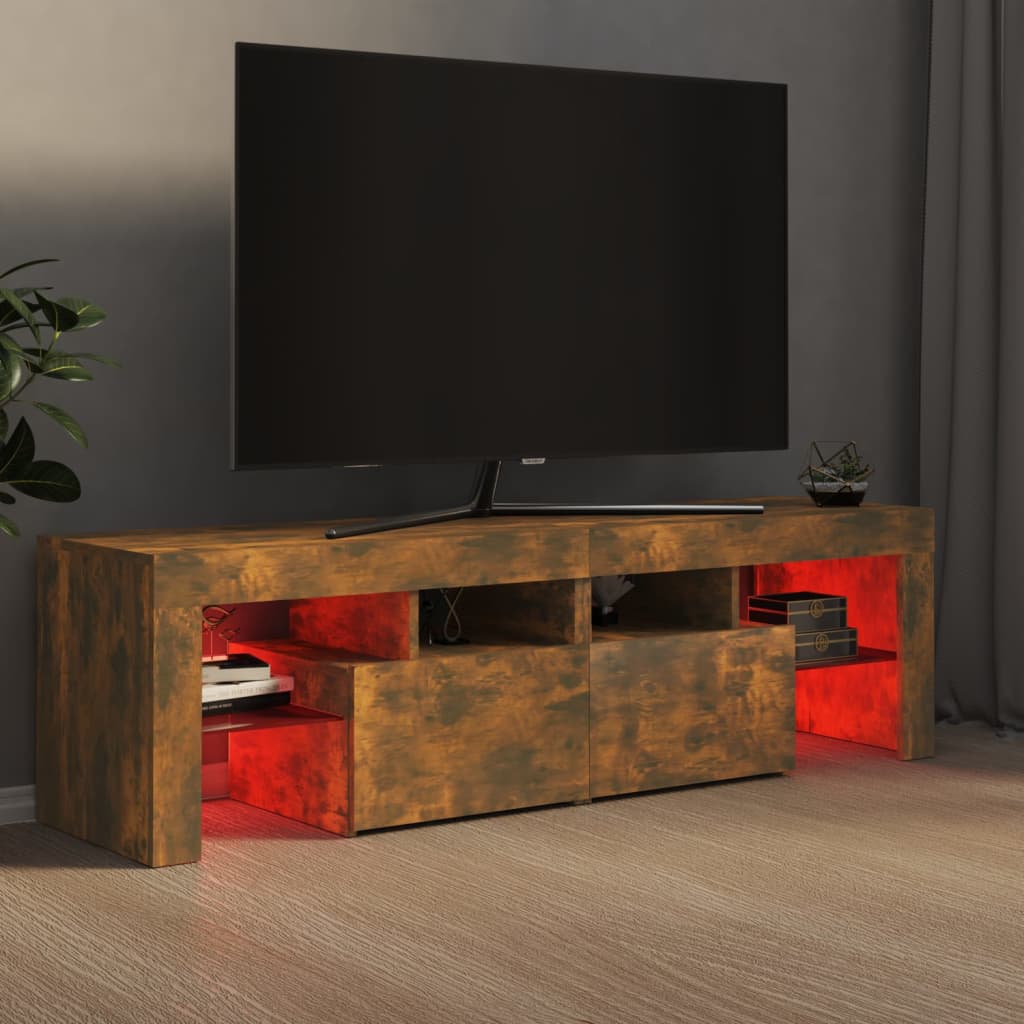 Televizoriaus spintelė su LED, dūminio ąžuolo, 140x36,5x40cm - Namų Idėja