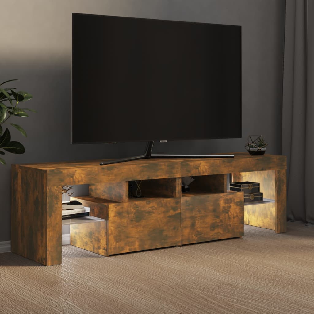 Televizoriaus spintelė su LED, dūminio ąžuolo, 140x36,5x40cm - Namų Idėja