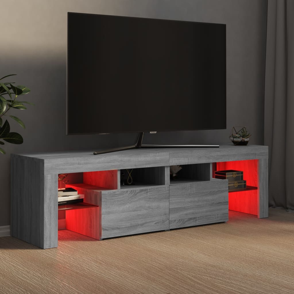 Televizoriaus spintelė su LED, pilka ąžuolo, 140x36,5x40cm - Namų Idėja