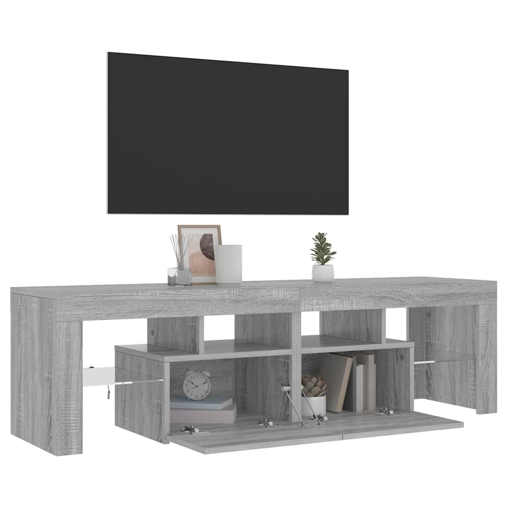 Televizoriaus spintelė su LED, pilka ąžuolo, 140x36,5x40cm - Namų Idėja
