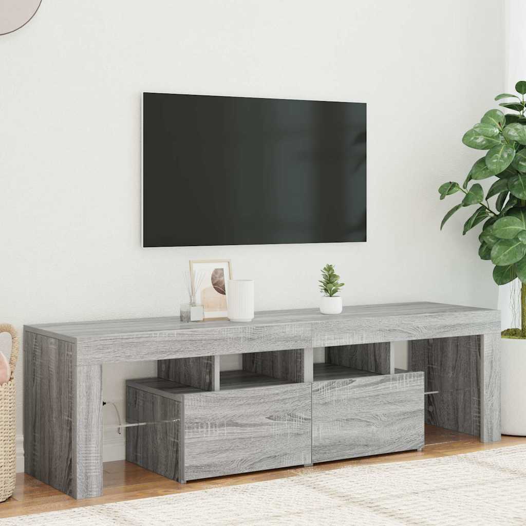 Televizoriaus spintelė su LED, pilka ąžuolo, 140x36,5x40cm - Namų Idėja