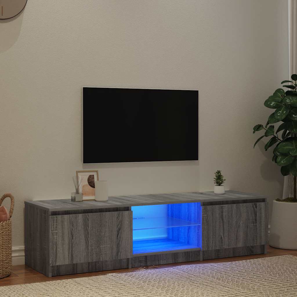 Televizoriaus spintelė su LED, pilka ąžuolo, 140x40x36cm - Namų Idėja