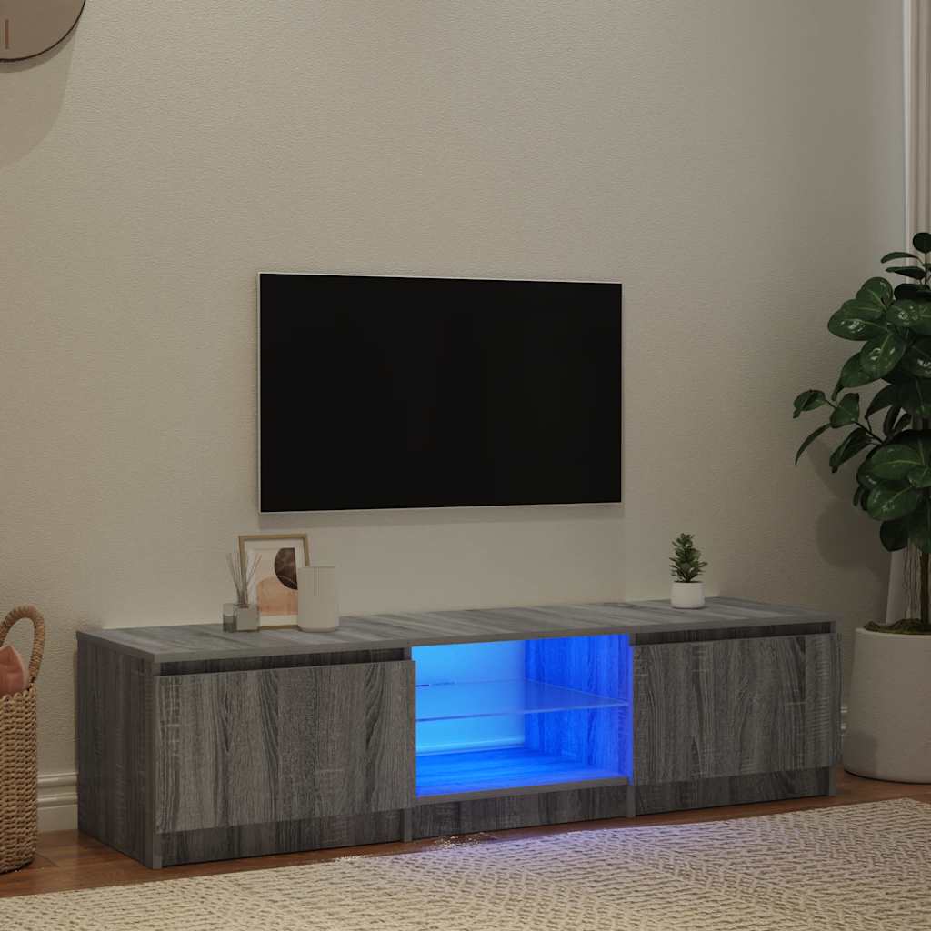Televizoriaus spintelė su LED, pilka ąžuolo, 140x40x36cm - Namų Idėja