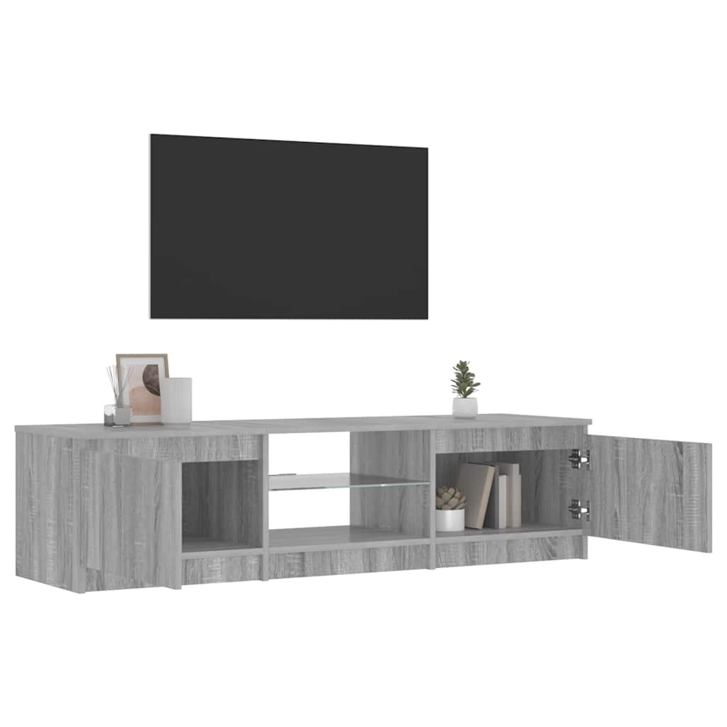 Televizoriaus spintelė su LED, pilka ąžuolo, 140x40x36cm - Namų Idėja