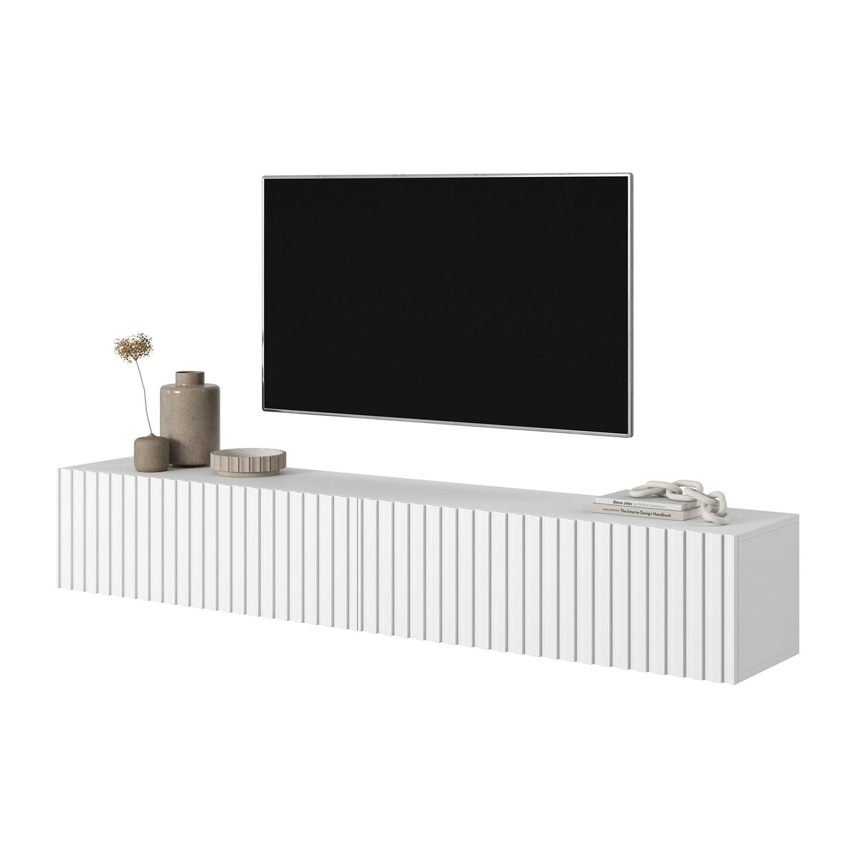 TV spintelė LORCAN, 175 cm, balta