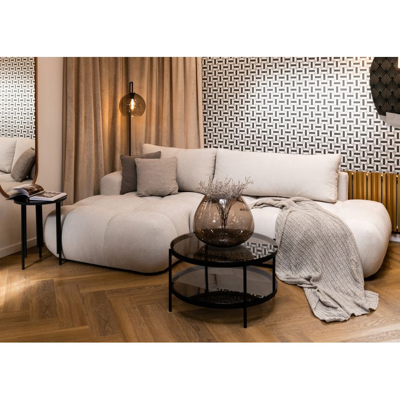 Kampinė sofa lova OMBO, kairė, natūrali