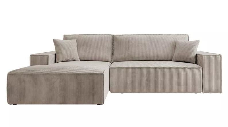 Kampinė sofa Fernando, štruksinis audinys, smėlinė spalva