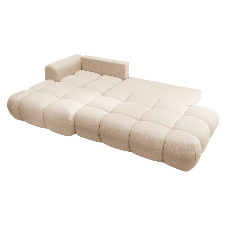 Kampinė sofa lova OMBO, kairė pusė, smėlinė