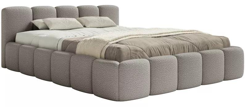 Miegamojo lova SOFTY LOW, pilka boucle