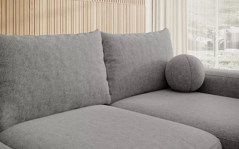 Kampinė sofa CARNOS, tamsiai pilkos spalvos