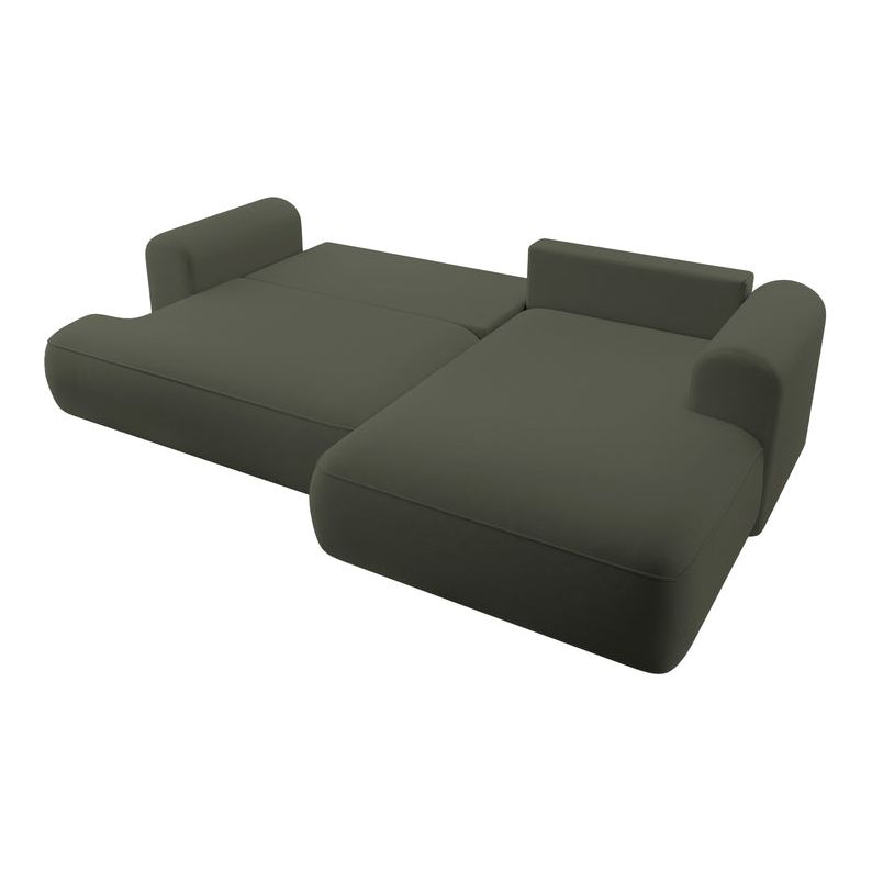 OVO corner sofa bed, right, olive velvet