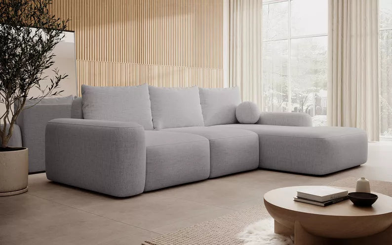 Kampinė sofa CARNOS, šviesiai pilkos spalvos