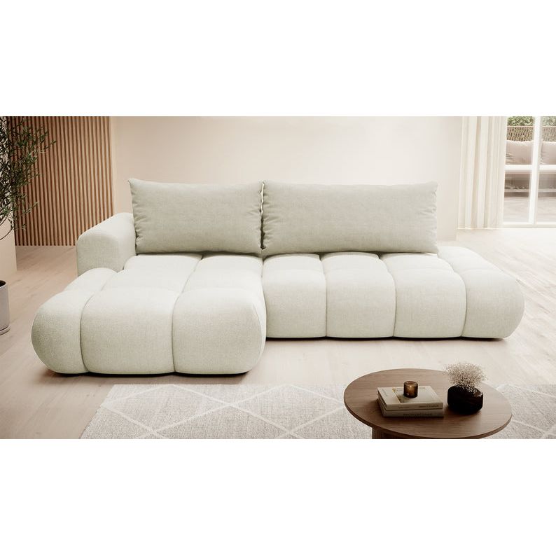 Kampinė sofa lova OMBO, kairė, natūrali