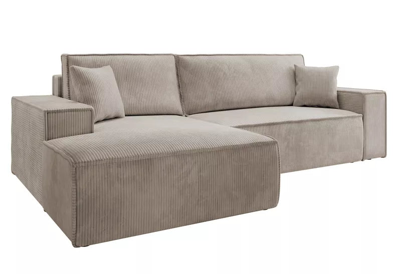 Kampinė sofa Fernando, štruksinis audinys, smėlinė spalva