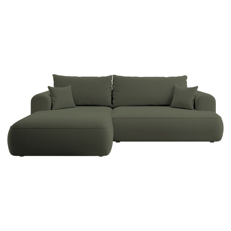 Kampinė sofa lova OVO, kairė, alyvuogių aksomas