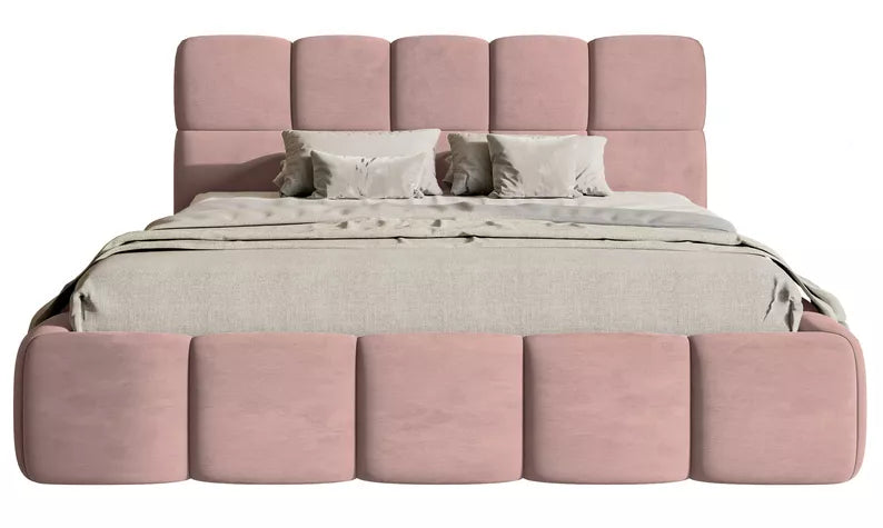 Bedroom bed SOFTY, light pink velour